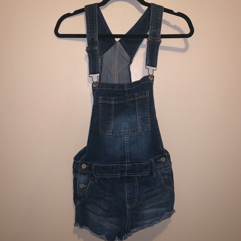 Denim overall shorts